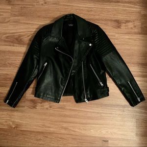 Topshop blossom faux leather biker jacket